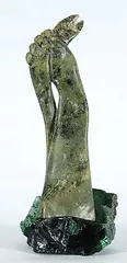 Mannumi Shaqu, Untitled - A Fish in Hand, green stone and glass carving
