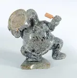 Adamie Sharky, Untitled - Drum Dancer, light grey and green stone carving with bone