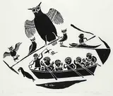Joe Talirunili, Story about Hunters Lost in Icebergs while Hunting Seals #20/50, 1975, relief print on paper