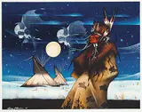 Gary J. Meeches, Dreams of Many Buffalo, 1985, acrylic on canvas board