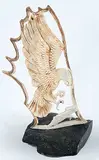 Ron Taylor, Untitled - Eagle and Hare, 1995, black stone and antler sculpture