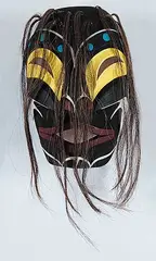 Elbert J. Conibear, Wild Woman, 2001, painted cedar wood mask with hair