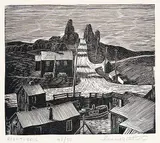 Leonard Hutchinson, Road to Erie #46/50, wood block on paper