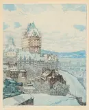 Nicholas Hornyansky, Quebec from the Citadel, colour etching on paper