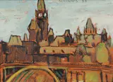Parliament Buildings Ottawa by Robert F.M. McInnis, 1983, acrylic on wood panel, sold Dec 2013