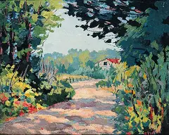 Stuart Clifford Shaw, Untitled - Path to the Cabin, oil on paper board