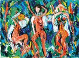 Arthur Herbert Adamson, Untitled - Colourful Dancers, acrylic on paper