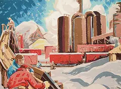 André Charles Biéler, Pulp Making, colour silkscreen on paper