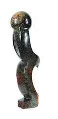 Untitled - Abstract Form by Fungai Chakapu, green and brown stone carving, sold Nov 2013