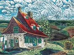 Serge Dubreuil, Oiedle Maison de Pierres Colossale Laurenides, oil on canvas