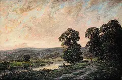 Harold Goldthwaite, Untitled - Boat on the Shore, oil on canvas