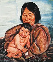 Mona Thrasher, Untitled - Mother and Child, acrylic on canvas
