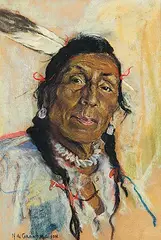 Nicholas Raphael de Grandmaison, Blood Indian Near Cardston, Alberta, 1939, pastel on sandpaper