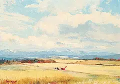 Scene in Calling Valley Near Priddis Alta. by Duncan MacKinnon Crockford, 1964, oil on canvas board, sold Nov 2013