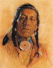 Nicholas Raphael de Grandmaison, Untitled - Portrait of a Plains Indian, pastel on sandpaper