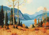 Shushwap Lake by Roland Gissing, oil on canvas, sold Nov 2013