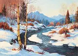 On Sheep River by Roland Gissing, oil on canvas, sold Nov 2013