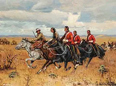 Matt Lindstrom, Untitled - Riders of the Northwest, oil on canvas