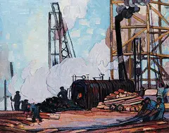Peter Clapham Sheppard, Untitled - The Drilling Platform, oil on canvas