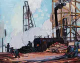 Peter Clapham Sheppard, Untitled - The Drilling Platform, oil on canvas