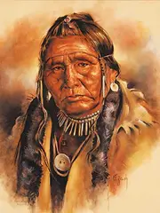 Vilem Zach, Heavy Forehead Blood Indian, pastel on paper