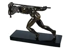 Man Pulling Rope by Maurice Guiraud-Rivière, 1925, bronze sculpture, sold Nov 2013