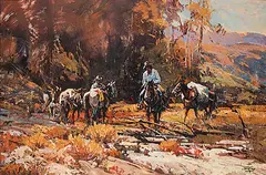 Jack Elmo King, Untitled - Pack Train, oil on canvas