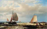 Abraham Hulk, Untitled - Boats Off the Shore, oil on wood board