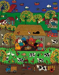 Paz Sarrat, Fogon Chilote, 1995, acrylic on canvas