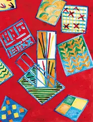 David Bolduc, Sketch for a Woodcut II, 1987, watercolour on paper