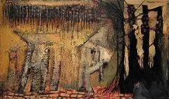 Tony Tascona, Untitled - Abstract Forest, 1959, mixed media on wood board