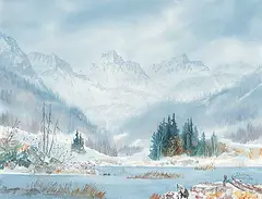 Elaine Fleming, View from Seebe, 1991, watercolour on paper