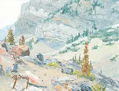 Mitch Keirstead, Afternoon Glow by Moraine Lake [Valley of the Ten Peaks], acrylic on wood board