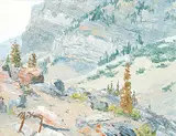 Mitch Keirstead, Afternoon Glow by Moraine Lake [Valley of the Ten Peaks], acrylic on wood board