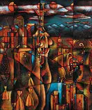 Jiri Kramara, Untitled - Dreams Alberta, mixed media on wood board