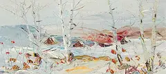 Fernand Labelle, Untitled - Trees in Wintertime, oil on wood board