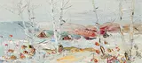 Fernand Labelle, Untitled - Trees in Wintertime, oil on wood board