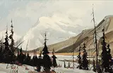 Harold Lloyd Lyon, Mt. Rundle, oil on wood board