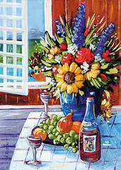 An Afternoon With Wine by Karin Richter, acrylic on canvas, sold Nov 2013