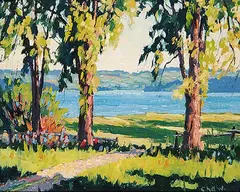 Stuart Clifford Shaw, Untitled - Path to the Lake, oil on paper board