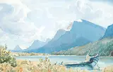 Mt. Patterson - Waterfowl Lake by Margaret Shelton, 1979, watercolour on paper, sold Nov 2013