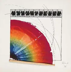 Gordon Rayner, Untitled - Drumstick #various, 1974, colour silkscreen on paper with drumstick attached