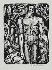 Cecil Tremayne Buller, Untitled - Jungle Man #11/25, wood block on paper