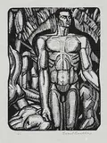 Cecil Tremayne Buller, Untitled - Jungle Man #11/25, wood block on paper