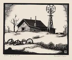 Herschel C. Logan, Victim of the Dust, 1938, wood block on paper