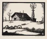 Herschel C. Logan, Victim of the Dust, 1938, wood block on paper