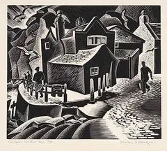 Alison McKenzie, The Cod and Lobster #7/35, 1938, wood block on paper
