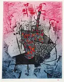 J.C. Heywood, Japan Colle with Shamasien #59/70, colour etching on paper