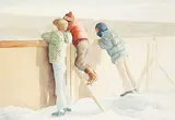 John Compton, Untitled - A Day at the Rink, 1979, watercolour on paper