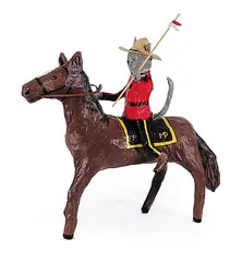 Violet Costello, R.C.M.P. Cat on a Horse, 2001, hand painted paper mache sculpture